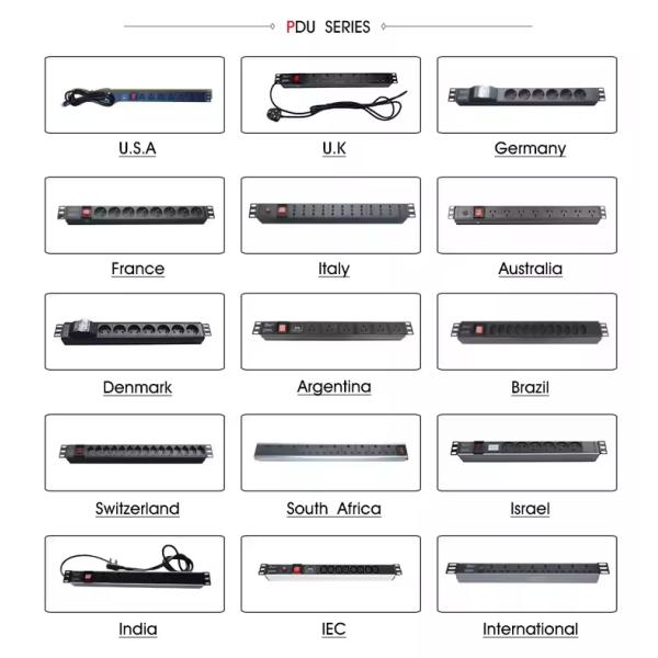 Private Mold Yes 19inch 1U PDU with 6-8 Universal Sockets and 2m Wire Aluminium Alloy