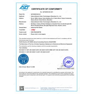Optical Network Video Technologies (Shenzhen) Co., Ltd. Certifications