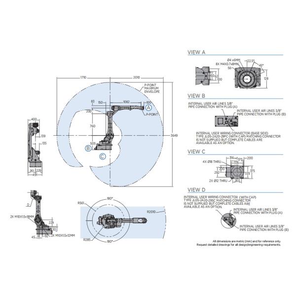 6 Оси Промышленный робот сварки / Арковые сварщики Yaskawa Робот сварщик AR2010 для сельского хозяйства / автомобильной сварки