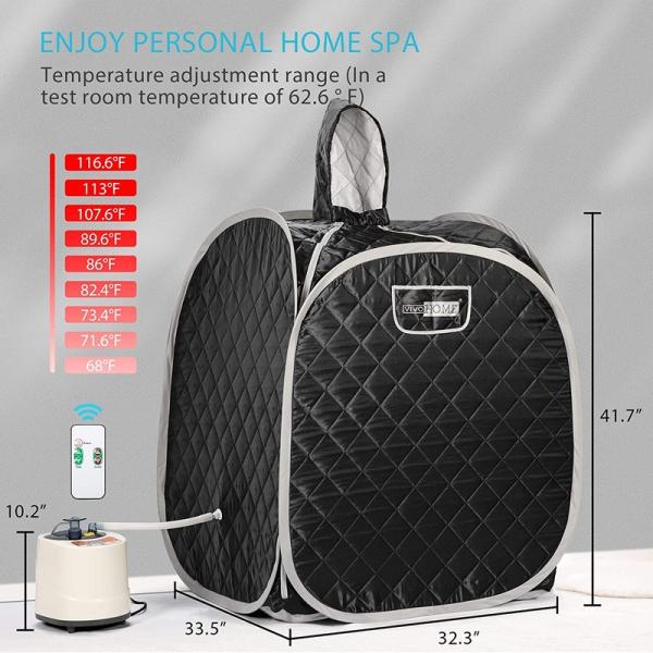 Modern Portable Remote Control Foldable Personal Spa Chair Foldable Sauna Steam Bag Sauna Spa Tent Therapeutic Home Therapeutic Black