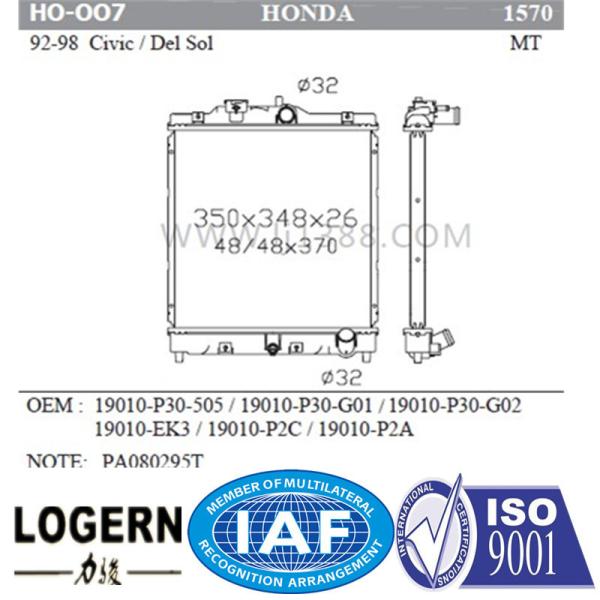 19010-P30-505 19010-P30-G01 19010-P30-G02 HONDA Car Radiator Del Sol 92-98