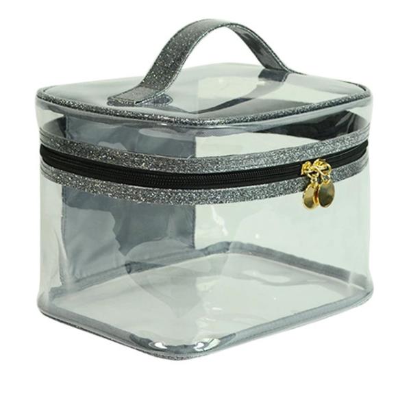 Waterproof Clear Zipper Glitter Shining PVC Cosmetic Bag