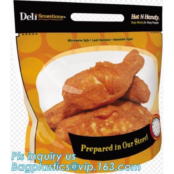 Fresh Chicken Packing Bag, standing up hot roast chicken bag with handle,