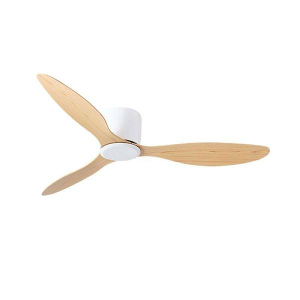 Ventilateur de plafond LED avec pales en bois et plastique, montage encastré, avec télécommande