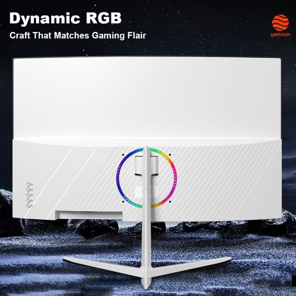 HDR 27 Inch Curved Monitor 1920x1080 180Hz IPS 1ms GTG 99 Percent sRGB FreeSync Compatible Eye Care Ring RGB Glow Sleek Contours Gaming Screen