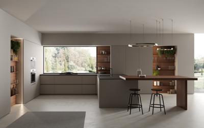 Modern Melamine Kitchen Cabinet Tailored Kitchen Set Custom With Dinning Bar