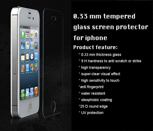 iPhone tempered glass screen protector 0.33 mm 9H 2.5D round edge high transparency