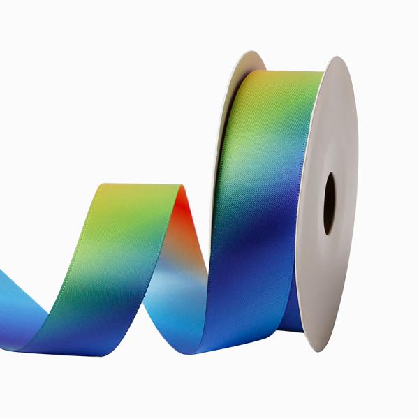 Custom Rainbow Gradient Double Face Satin Ribbon for Personalized Branding