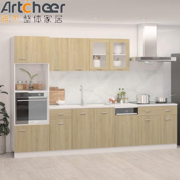 Particle Board Kitchen Cabinets in Industrial Style with Artificial Quartz Countertop