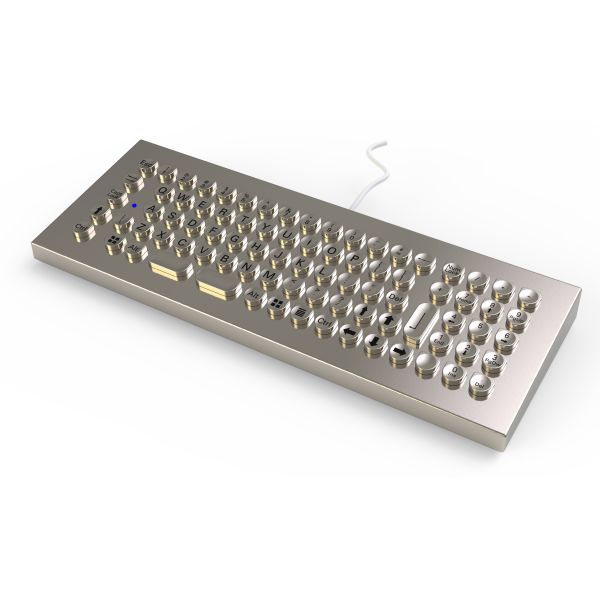 IP65-IP68 Compact Small Footprint Stainless Steel Desktop Keyboard With Numeric Keypad And Optional Function Keys
