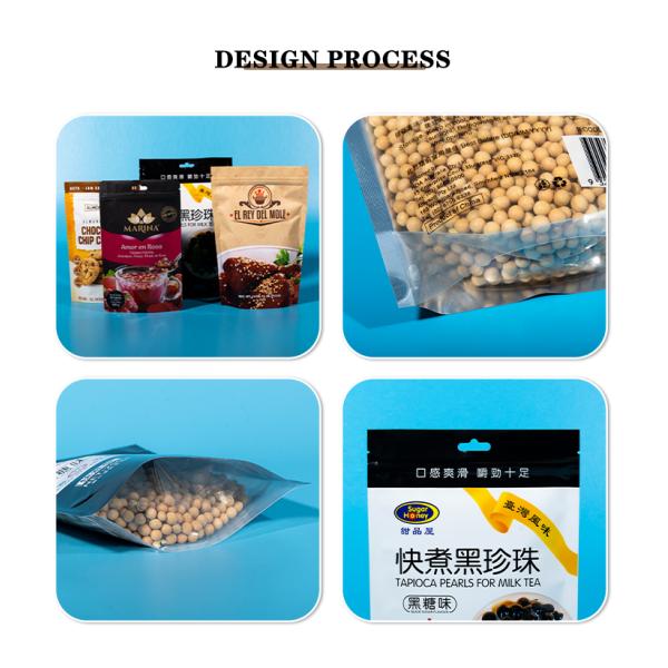 FDA Certified Food Packaging Bags With Stand Up Plastic Zipper Custom Printed Durable Pouches