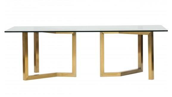 10 Person Gold  Glass Mirrored Dining Table With Stainless Steel Base