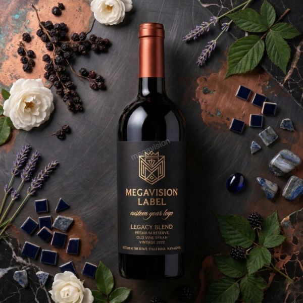 Customized logo Printed Wine Label Manufacturers Wine Glass Bottle Stickers Labels Hot Stamping Packaging Labels
