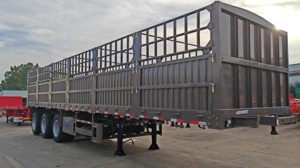 CIMC iron material 3 axles 40-80 Tons Capacity Stake Type Heavy cargo van type High Fence Warehouse Semi truck trailer