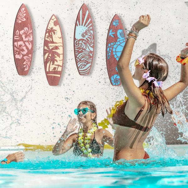 Storage Containers Decorative Surfboard Wall Decor for Summer Hawaiian Beach Getaway