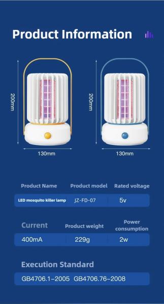 Rechargeable New Design In 2025 Mosquito Killer Lamp Orange and White/white and blue/white and orange