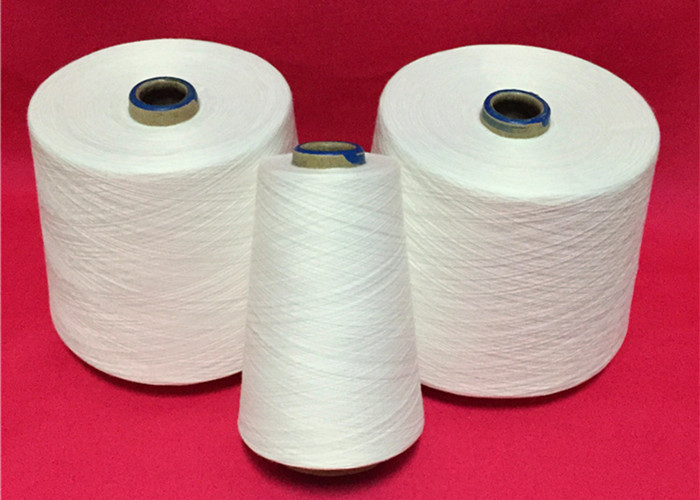 Virgin Polyester Spun Yarn , Ne30 Raw White Ring spun polyester yarn For Weaving