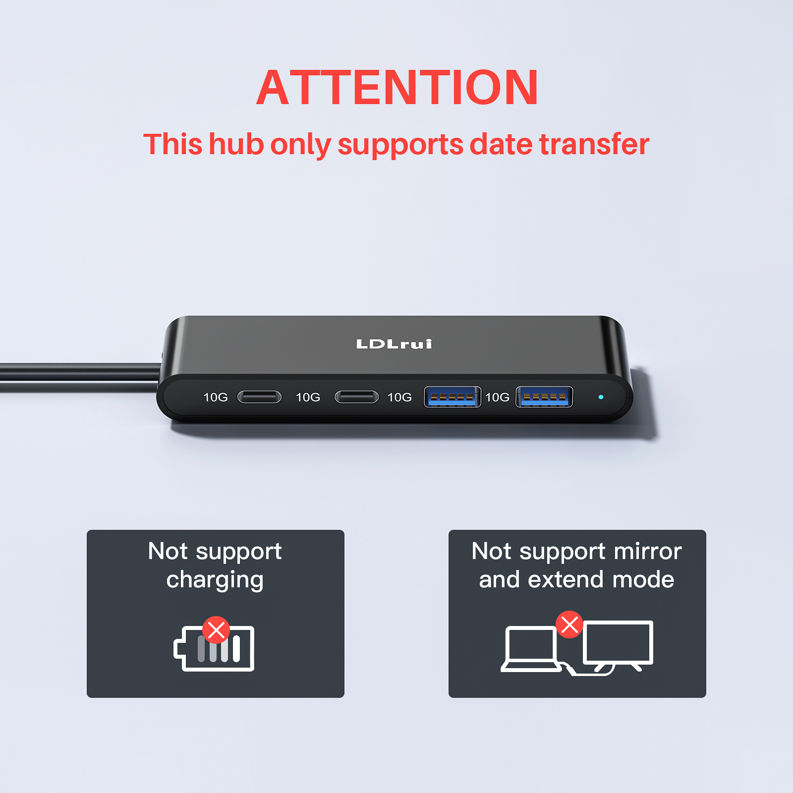 Silver / Black 4 Port USB C Hub 10Gbps USB C And A Hub For Laptop PC Mac External SSD