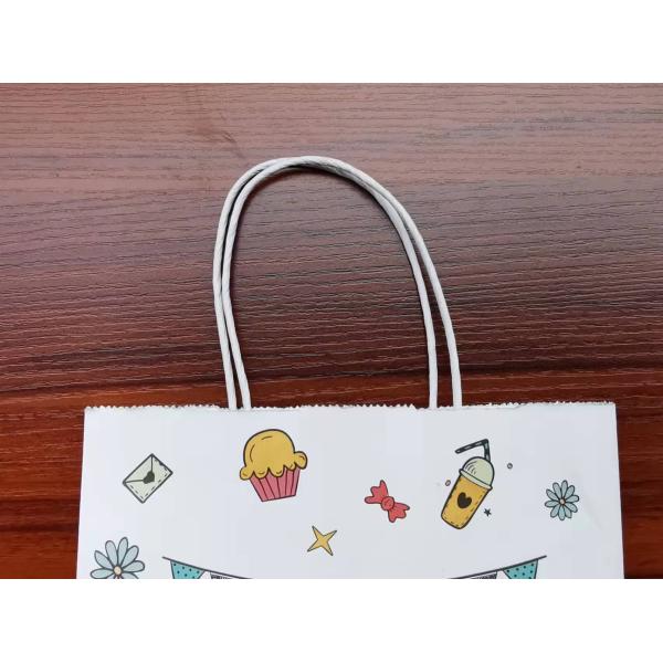 CMYK Printed Kraft Paper Takeaway Shopping Bags 60gsm Food Grade