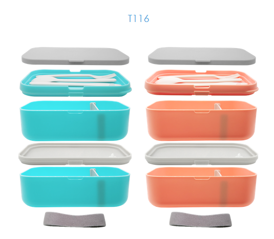 2000ml Plastic Food Grade Original Kids Stackable Lunch Bento Box Set with Bag