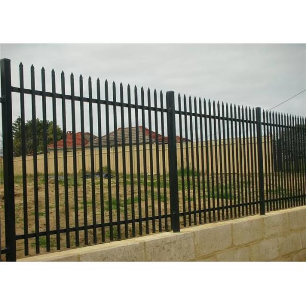 Black 2.4mm Length Tubular Security Fencing Powder Coated With Post