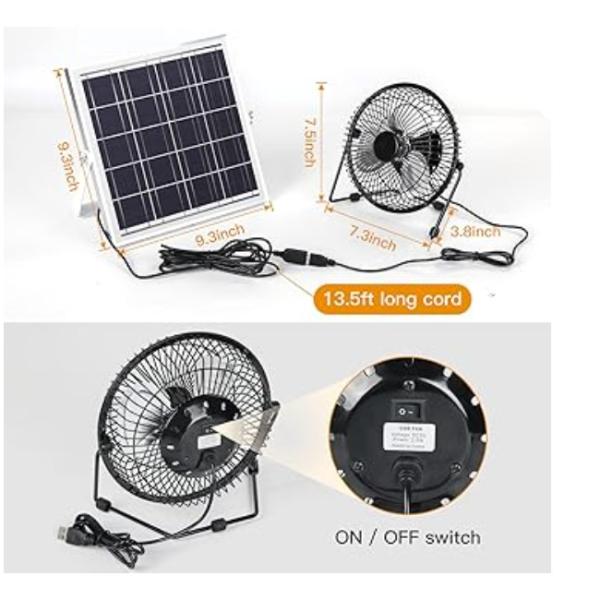 FTB10 Солнечная панель Выхлопный вентилятор 6 дюймов Солнечный вентилятор высокий воздушный поток 2000RPM 36dB