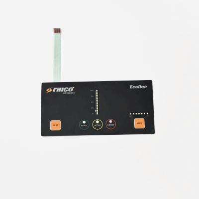 Interruptor de membrana LED de material PET PC com superfície fosca brilhante fosca
