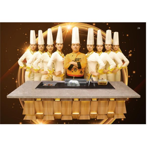 For Hotels and Restaurants Round Kitchen Teppanyaki Griddle Table