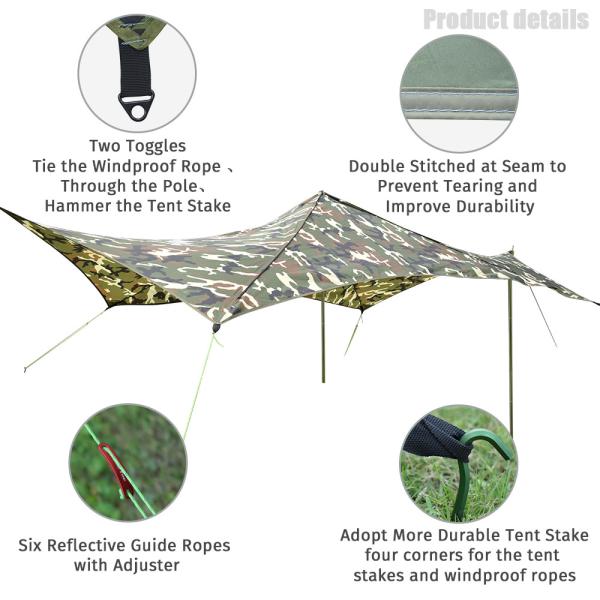 4 Persons Windproof 210T Polyester Camping Sun Shelter