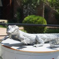 Cast Polished Stainless Steel Crocodile Decoration Sculpture