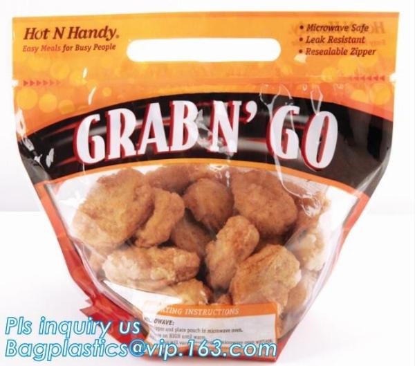 Anti Fog Hot Rotisserie Chicken Bags, Microwaveable Roasted meat Packaging Bag With Resealable Slider Zipper
