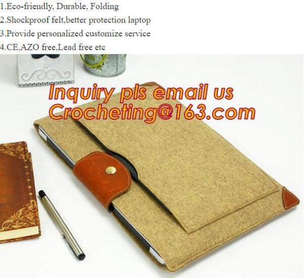 Felt Laptop Bag for Promotion, Popular design Ladies felt laptop bag, yellow hot sell felt laptop bag with elastic stri