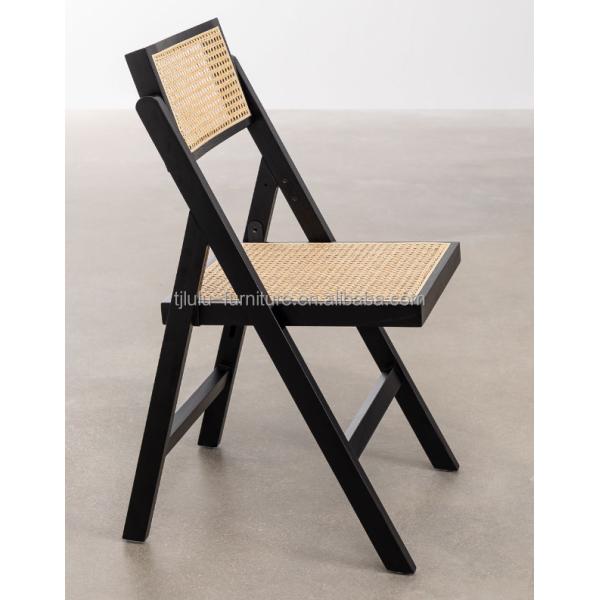Restaurant Hotel Nordic Modern Natural Rattan Foldable Solid Wood Dining Chair for Dining Room Furniture