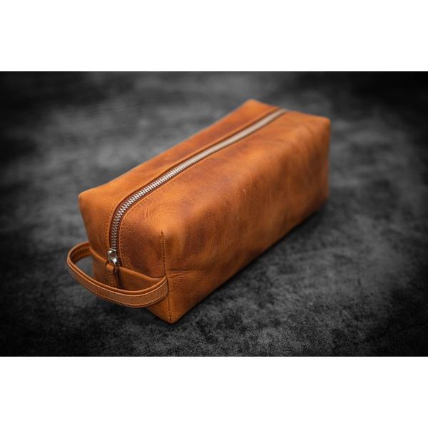 Toiletry Bag, PU Bag Factory Supply Toiletry Bag Travel Large Capacity Cosmetic Bag Men'S Hand-Held Genuine Leather Retro DOPP KIT