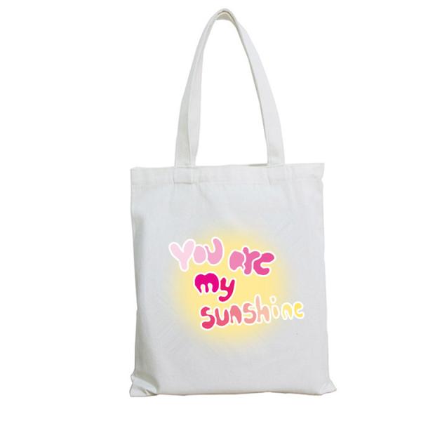 Durable Thick Organic Cotton Canvas Bags , Logo Printed White Cotton Tote Bag