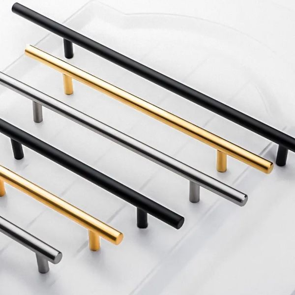 Modern 30mm T-Bar Cabinet and Drawer Handles Solid Stainless Steel Hollow Kitchen Hardware Pulls Bedroom Living Room Hotel