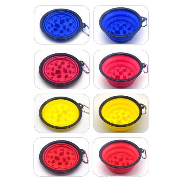 Mascota gato de alimentación lenta de silicona portátil plegable plegable cuenco para perros actividades al aire libre