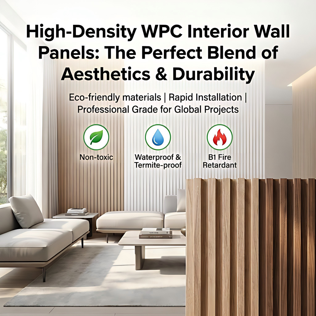 New Arrival WPC Wall Panel Modern Design Wood Texture Wall Cladding Panels for Living Room Bedroom Hotel Villa Decoration