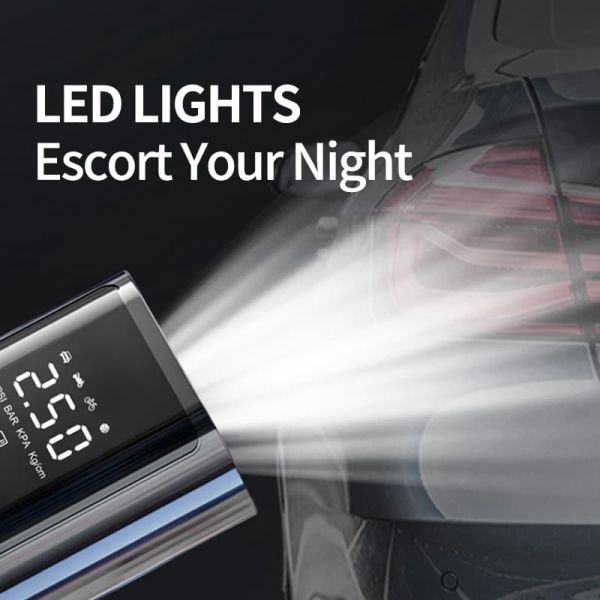 Portable Car Tire Inflator With LED Light 6000mAh Rechargeable Car Tyre Inflator