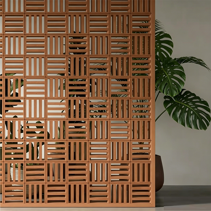 Garden Wall Cladding Terracotta Clay Lattice Bricks Fences Blocks for Facade Sun Shading Screen Wall