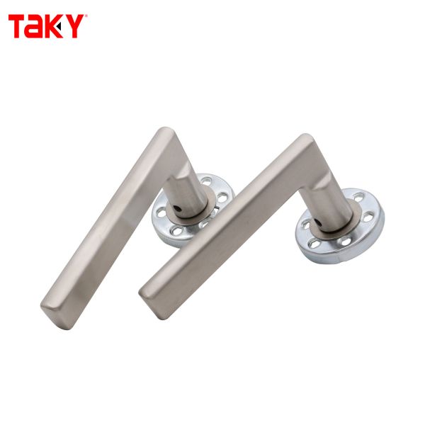 Modern Design Stainless Steel L-Shape Door Handles with Locking Interior Wooden Door Handle