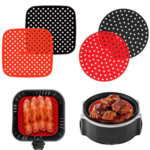 Reusable Square Silicone Air Fryer Mat Non Stick 21cm