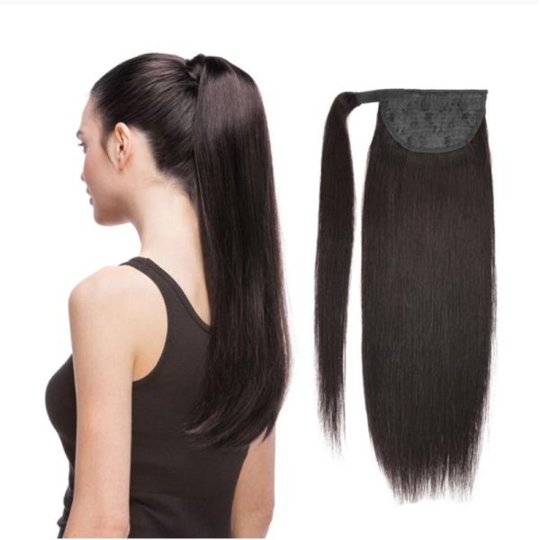 Remy Hair Brazilian Human Hair Ponytail Extension with Cuticle Aligned Hook And Loop