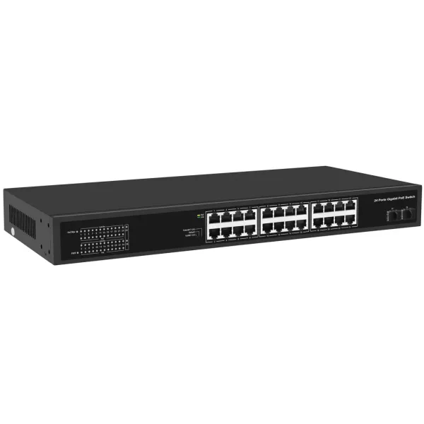 24 Gigabit Poe Ports Comply with IEEE 802.3af/at 48V Poe Standard, The Poe Switch Support Active Poe Standard Suitable for IP Monitoring and Ap Equipment