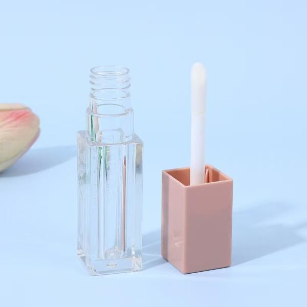 Cuadrado rosa 7ml tubo de plástico para el esmalte labial para el esmalte labial de sombra de ojos líquido de alto brillo
