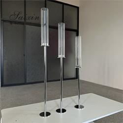 Pileira de Furacão de Estamo Longo Candela de Casamento de Ouro Com Tubos de Chaminé 3pcs Set 80cm