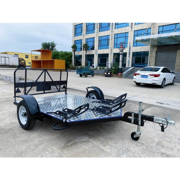 Remorque à moto double personnalisée résistante à la corrosion avec levage hydraulique
