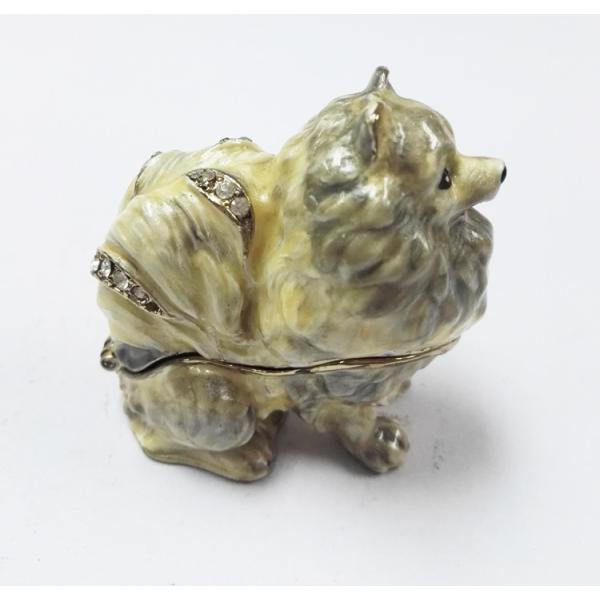 dog shape gold plated trinket box metal jewelry boxes small dog  jewelry boxes