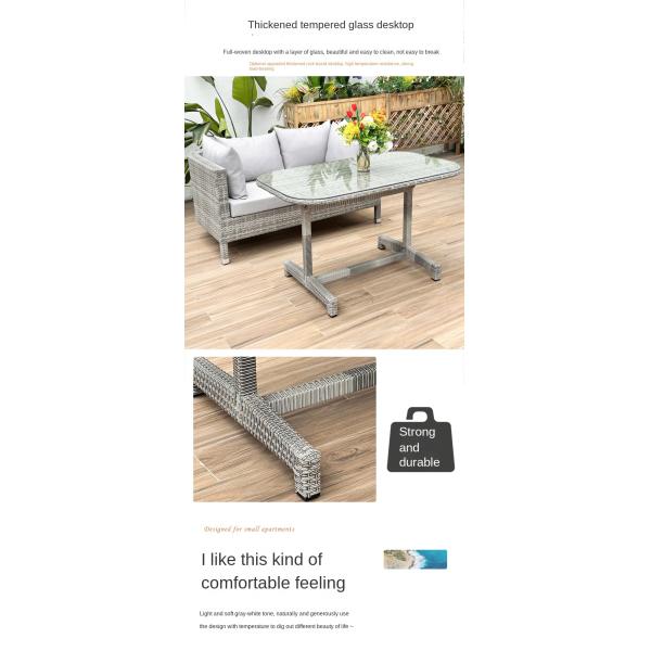 Restaurante Outdoor Light Luxury PE Rattan Sofa Set Patio Mobiliário Metálico Impermeável