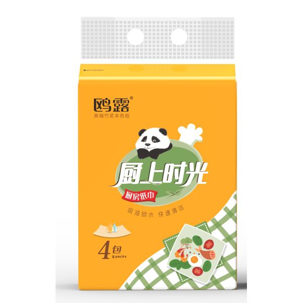 High Quality 2-Ply Disposable Kitchen Tissue Roll OEM Hot Selling Water Absorbent Sustainable Home Kitchen Paper Bag Style